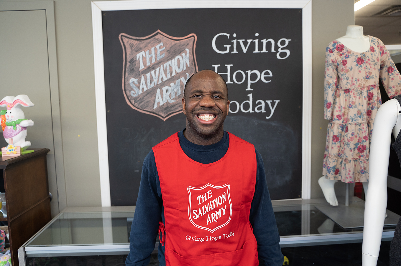 Volunteer smiling